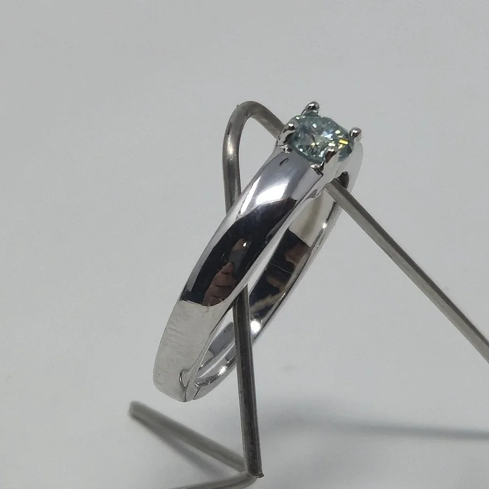 New 0.5ct Colored Moissanite Ring Round Brilliant GRA Certified Adjustable 6-12‎